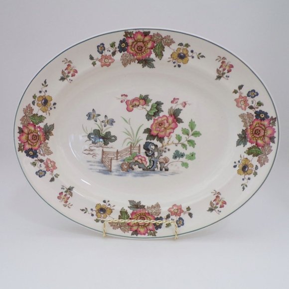 Wedgwood Eastern Flowers Serving Platter 13" Green Trim  3149 - Picture 5 of 7